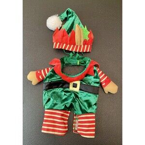 Chewy Frisco Elf Front Walking Medium Dog Cat Costume Christmas Outfit and Hat
